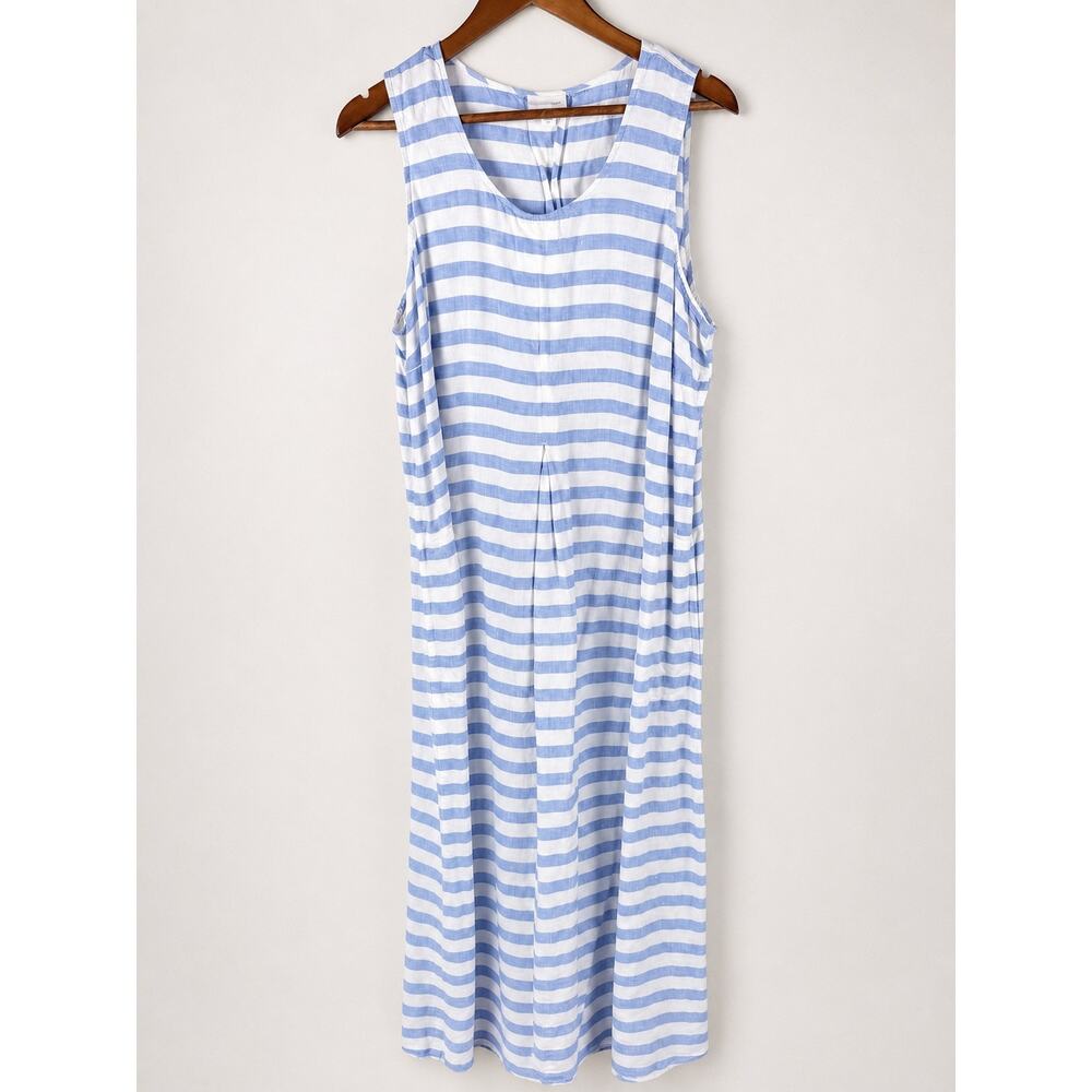 J. Jill Light Blue and White Striped Sleeveless Maxi Dress - Picture 2 of 10